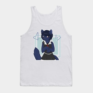 Shy Black Cat Girl Tank Top